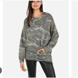 Express Camo Front Pocket Oversized Crewneck Sweatshirt Size XS
